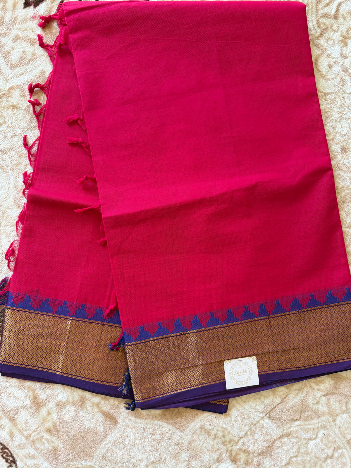 Gulabi Saree -Rani Pink Kanchi Cotton Saree
