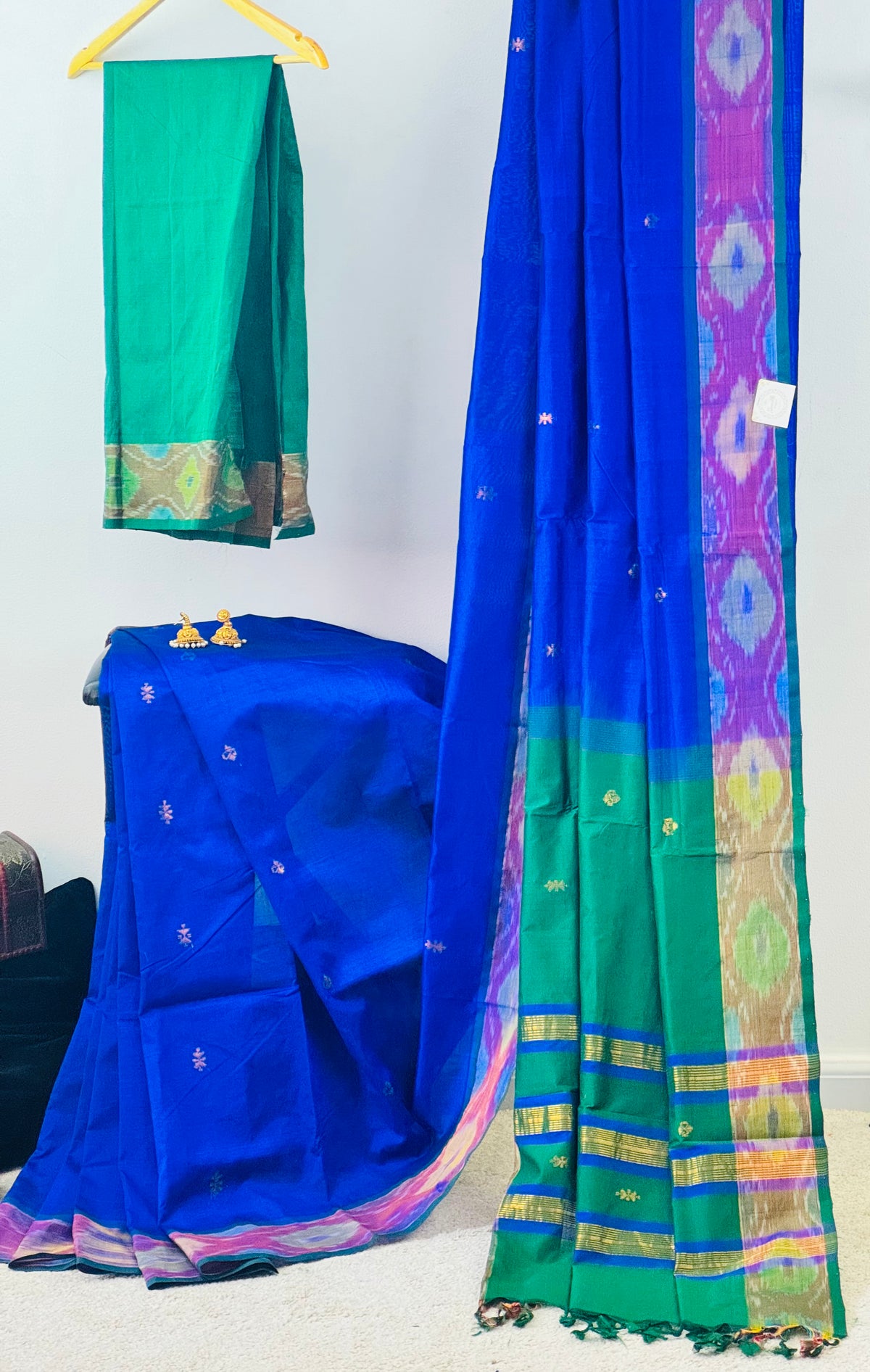 Classic Mayil- Royal Blue with Green border Saree