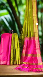 Aranya Pushpa- Olive & Pink Contrast Weave