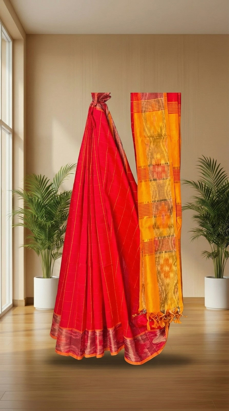 Kesari Kumud - Traditional Cotton Silk Checks