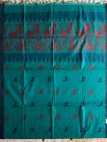 Deer Meadow- Teal Green Kanchi Cotton Saree