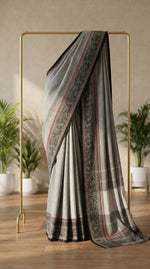 Saambal Mayil- Ash grey Kanchi Cotton Saree