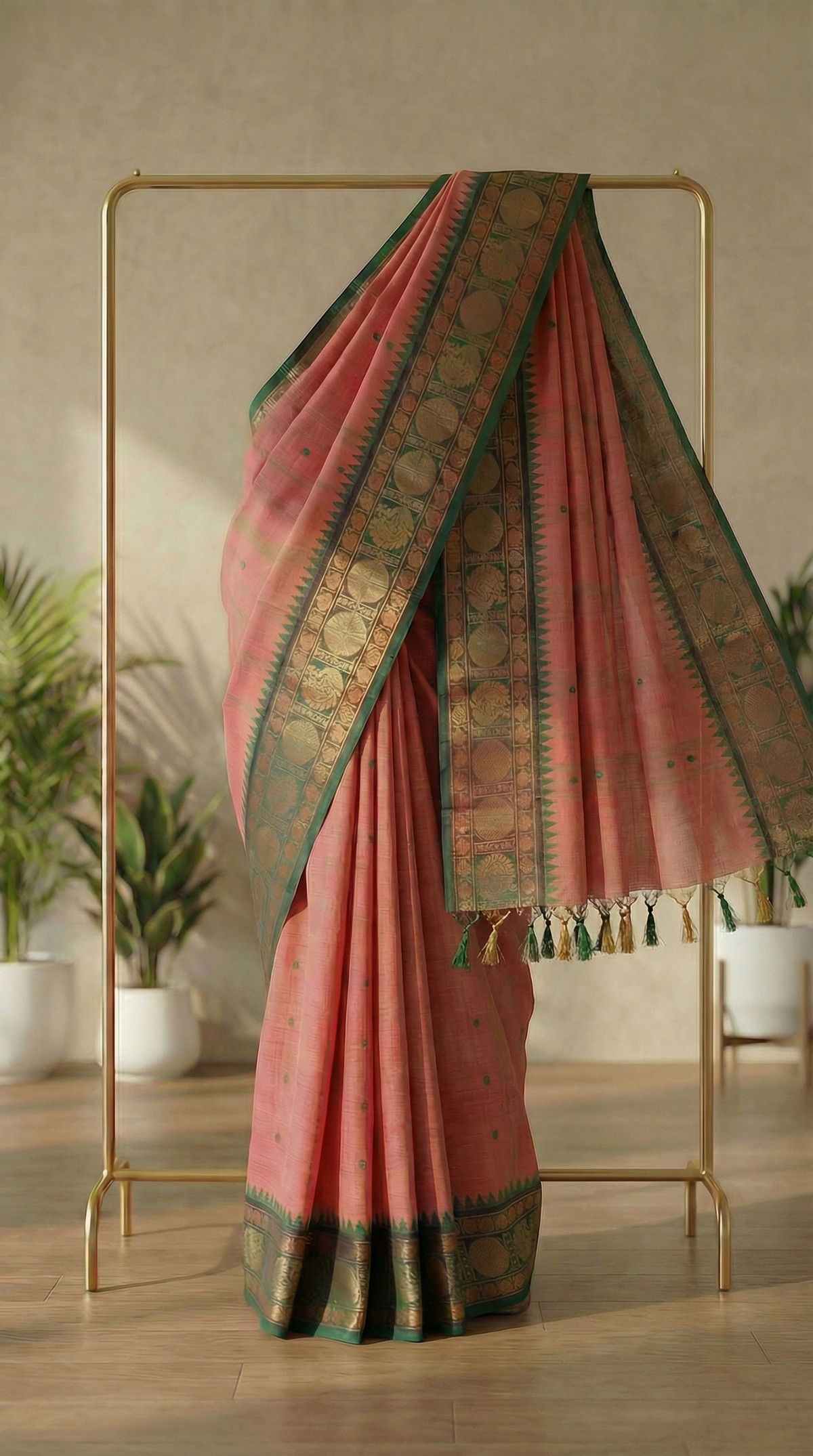 Rosewood Grace- Kanchi Cotton Saree