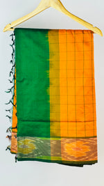 Sundara Sangam- Orange & Green Cotton Silk Saree