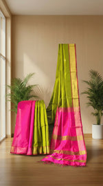 Aranya Pushpa - Olive & Pink Contrast Weave